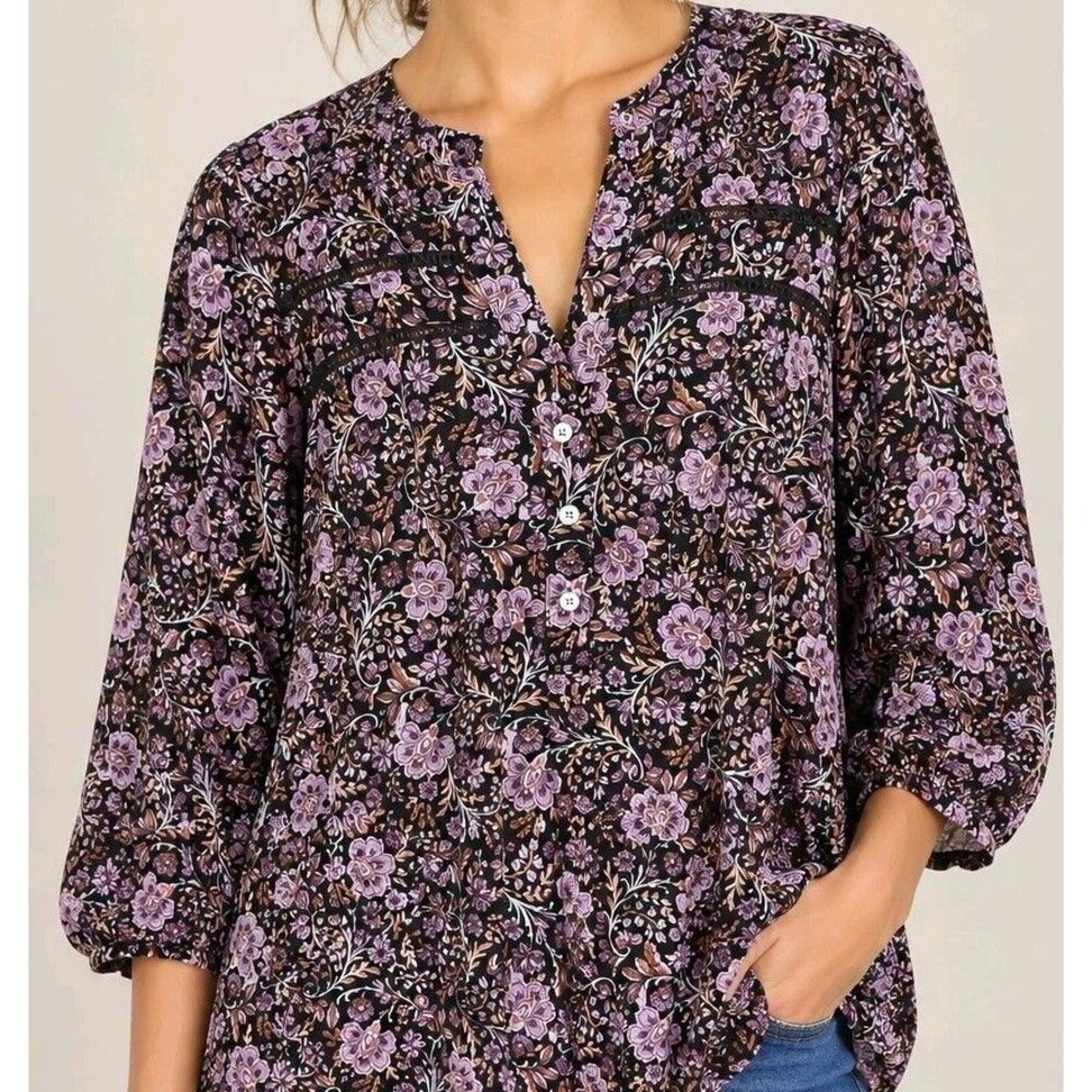 J Jill Floral Corduroy Top